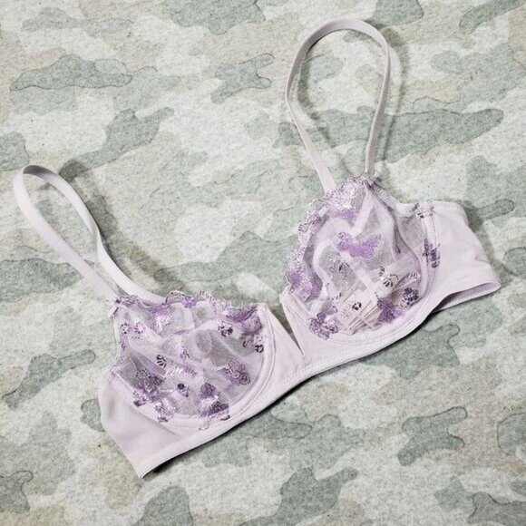 Victoria Secret Bra Womens 32B Purple Body By Victoria Unlined Demi Lace NWT‎ - Picture 2 of 10